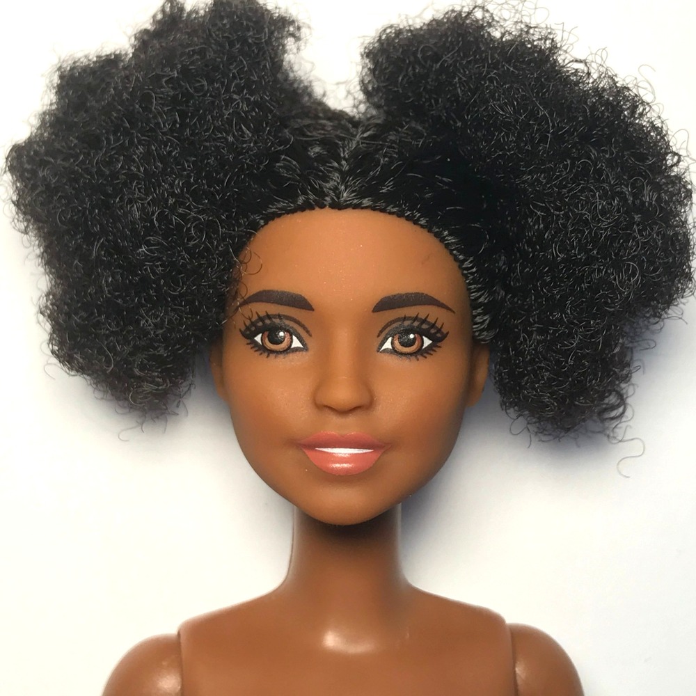 Nude Barbie 2017 Fashionistas 80 African American Petite Afro Pigtail FJF45 Doll